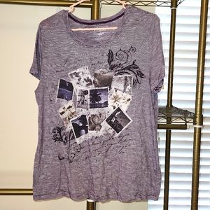 Kim Rogers purple striped tee, size Large